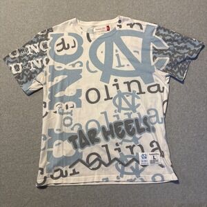 Mitchell & Ness Carolina Tarheels T Shirt Men's Sz L All Over Print NCAA
